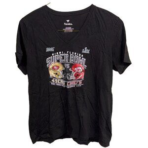 Fanatics Super Bowl LIV 49ers vs Chiefs Women’s XXL V-Neck Tee NFL Football Shir